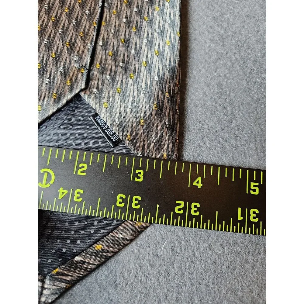 Yves Saint Laurent Silk Tie Gray Geometric Men Necktie USA 56